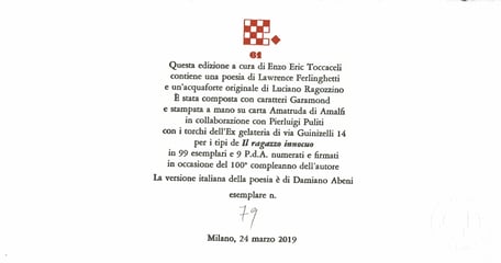 colophon numerato e firmato