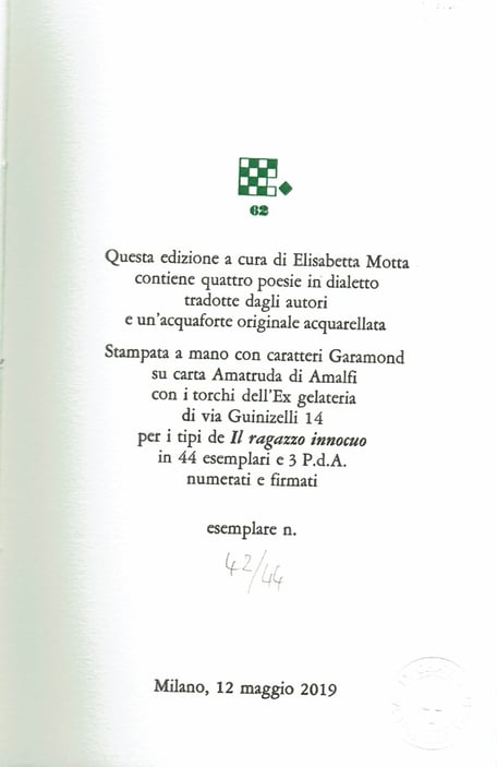colophon numerato e firmato
