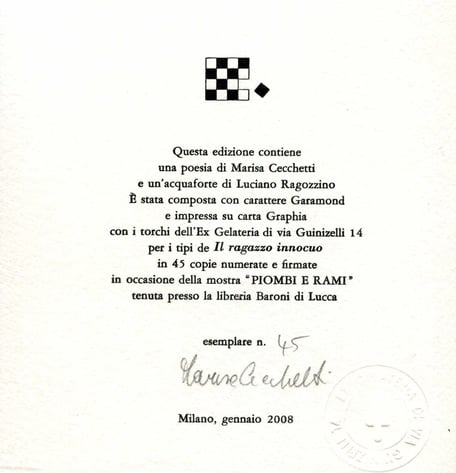 colophon numerato e firmato 