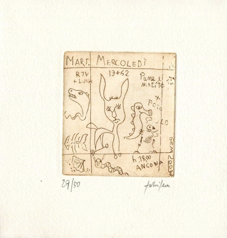 acquaforte originale dell'autore numerata e firmata - lastra 80x75 mm