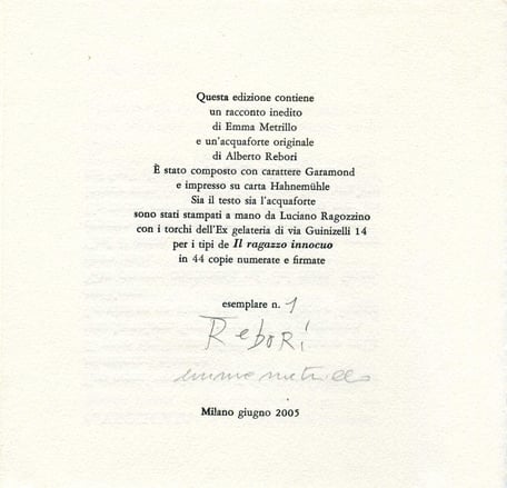 colophon numerato e firmato 