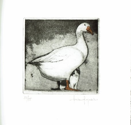 acquaforte acquarellata di Luciano Ragozzino