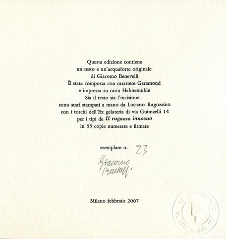 colophon numerato e firmato