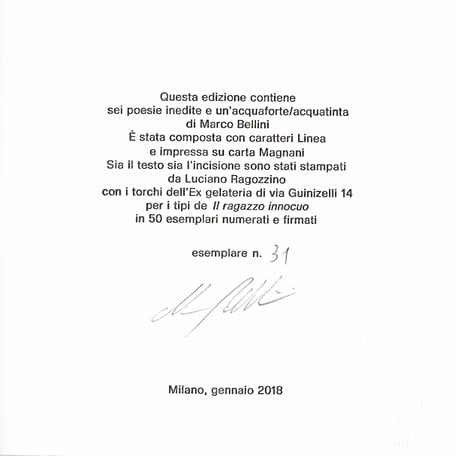 colophon numerato e firmato