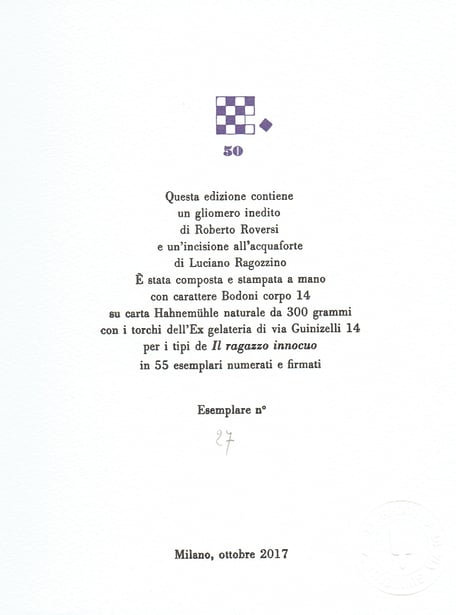 colophon numerato e firmato