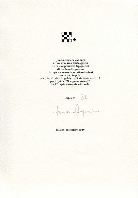 colophon numerato e firmato 