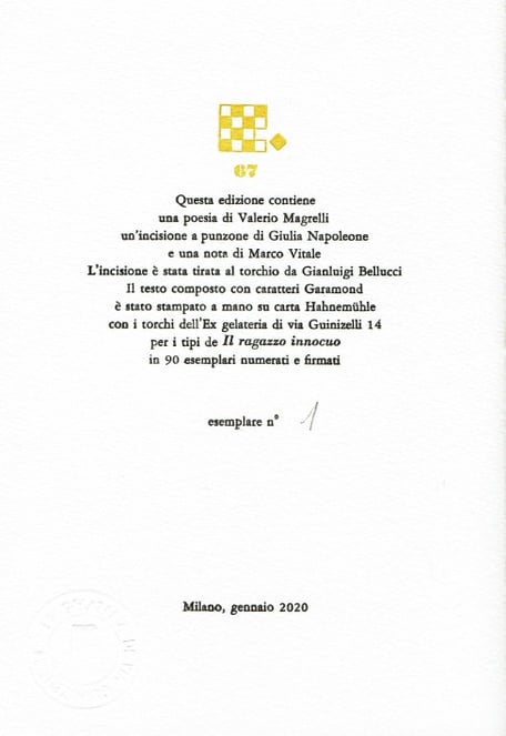 colophon numerato e firmato