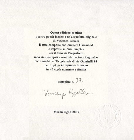 colophon numerato e firmato