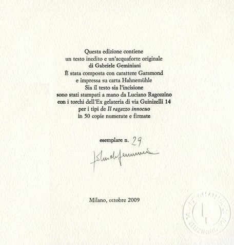 colophon numerato e firmato