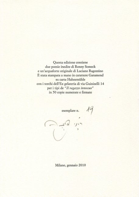 colophon numerato e firmato 