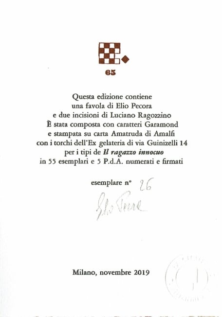 colophon numerato e firmato