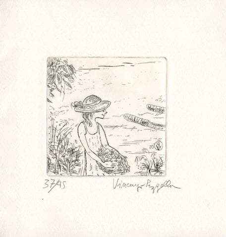 acquaforte originale dell'autore numerata e firmata - lastra 80x80 mm