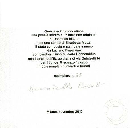 colophon numerato e firmato