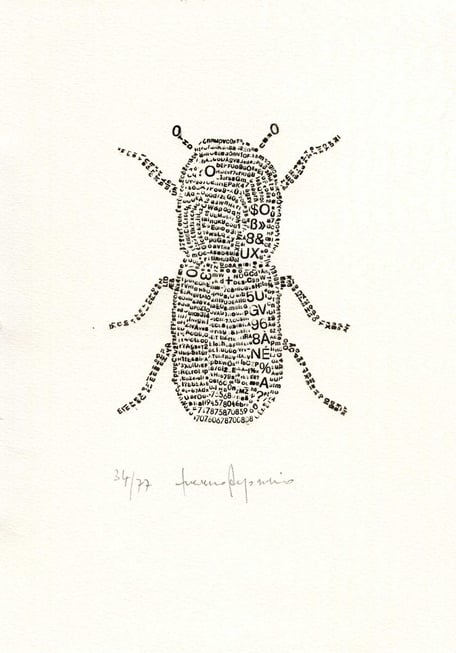 composizione tipografica originale dell'autore numerata e firmata - circa 115x90 mm