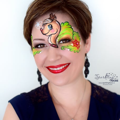 Kinderschminken_Vorlagen; Schminkfarben_kaufen_Schweiz; Kinderschminken_Kurse; einfach; Rentier