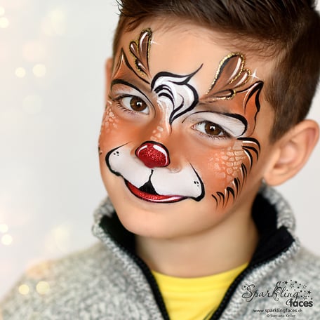 Kinderschminken_Vorlagen; Schminkfarben_kaufen_Schweiz; Kinderschminken_Kurse; einfach; Rentier
