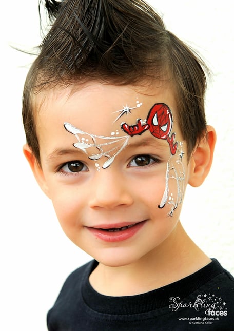 Kinderschminken_Vorlagen; Schminkfarben_kaufen_Schweiz; Kinderschminken_Kurse; einfach; Spinne