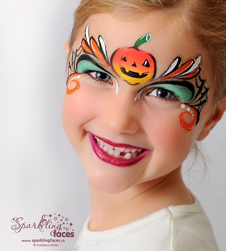 Kinderschminken_Vorlagen; Schminkfarben_kaufen_Schweiz; Kinderschminken_Kurse; einfach; Kürbis