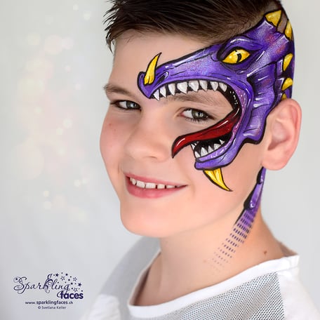Kinderschminken_Vorlagen; Schminkfarben_kaufen_Schweiz; Kinderschminken_Kurse; Svetlana_Keller; face_painting; Ballonmodellieren; Ballonmodellage; Airbrush_Tattoos; einfach; Drache