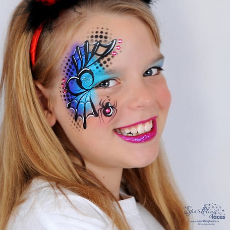 Kinderschminken_Vorlagen; Schminkfarben_kaufen_Schweiz; Kinderschminken_Kurse; einfach; Spinne