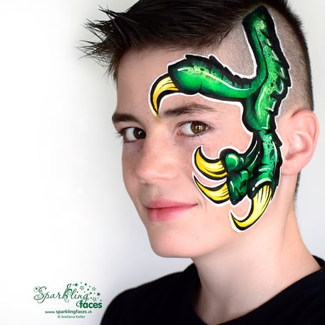 Kinderschminken_Vorlagen; Schminkfarben_kaufen_Schweiz; Kinderschminken_Kurse; Svetlana_Keller; face_painting; Ballonmodellieren; Ballonmodellage; Airbrush_Tattoos; einfach; Drache