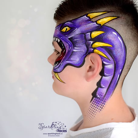 Kinderschminken_Vorlagen; Schminkfarben_kaufen_Schweiz; Kinderschminken_Kurse; Svetlana_Keller; face_painting; Ballonmodellieren; Ballonmodellage; Airbrush_Tattoos; einfach; Drache
