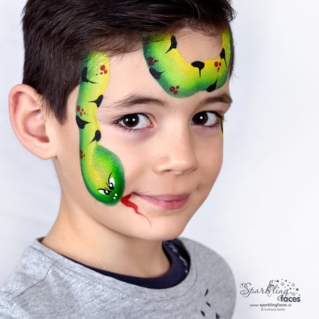 Kinderschminken_Vorlagen; Schminkfarben_kaufen_Schweiz; Kinderschminken_Kurse; einfach; Schlange