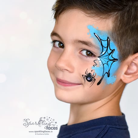 Kinderschminken_Vorlagen; Schminkfarben_kaufen_Schweiz; Kinderschminken_Kurse; einfach; Spinne