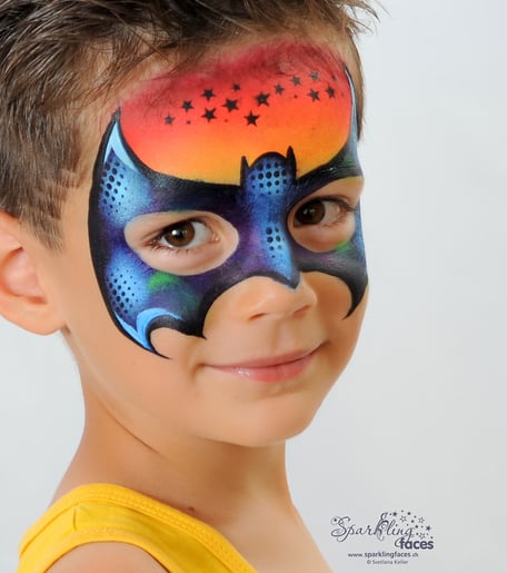 Kinderschminken_Vorlagen; Schminkfarben_kaufen_Schweiz; Kinderschminken_Kurse; Svetlana_Keller; face_painting; Ballonmodellieren; Ballonmodellage; Airbrush_Tattoos; einfach; Batman