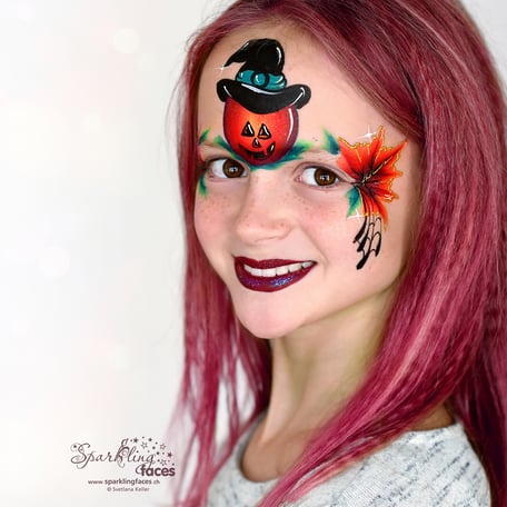 Kinderschminken_Vorlagen; Schminkfarben_kaufen_Schweiz; Kinderschminken_Kurse; einfach; Kürbis