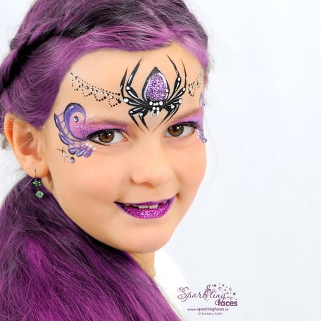 Kinderschminken_Vorlagen; Schminkfarben_kaufen_Schweiz; Kinderschminken_Kurse; einfach; Spinne