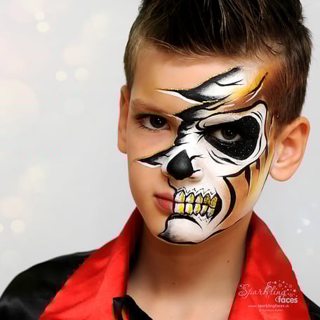 Kinderschminken_Vorlagen; Schminkfarben_kaufen_Schweiz; Kinderschminken_Kurse; einfach; Totenkopf