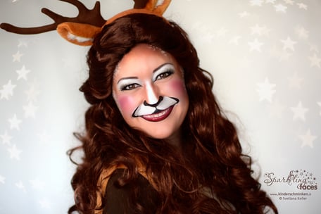 Kinderschminken_Vorlagen; Schminkfarben_kaufen_Schweiz; Kinderschminken_Kurse; einfach; Rentier