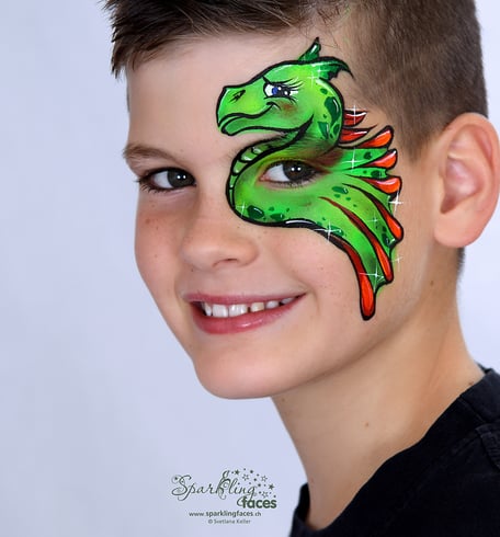 Kinderschminken_Vorlagen; Schminkfarben_kaufen_Schweiz; Kinderschminken_Kurse; Svetlana_Keller; face_painting; Ballonmodellieren; Ballonmodellage; Airbrush_Tattoos; einfach; Drache