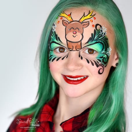 Kinderschminken_Vorlagen; Schminkfarben_kaufen_Schweiz; Kinderschminken_Kurse; einfach; Rentier