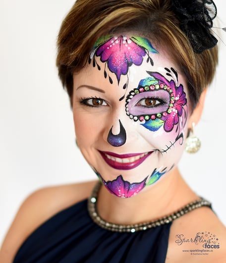 Kinderschminken_Vorlagen; Schminkfarben_kaufen_Schweiz; Kinderschminken_Kurse; einfach; Sugar Skull