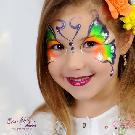 Kinderschminken_Vorlagen; Schminkfarben_kaufen_Schweiz; Kinderschminken_Kurse; einfach; Schmetterling