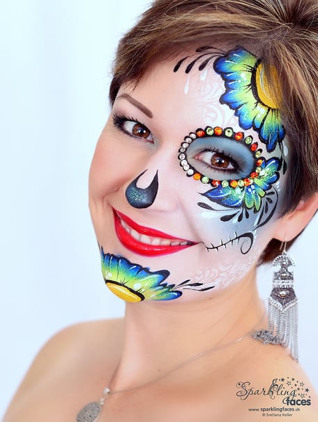 Kinderschminken_Vorlagen; Schminkfarben_kaufen_Schweiz; Kinderschminken_Kurse; einfach; Sugar Skull