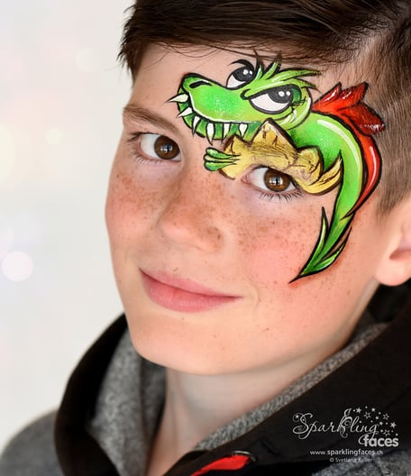 Kinderschminken_Vorlagen; Schminkfarben_kaufen_Schweiz; Kinderschminken_Kurse; Svetlana_Keller; face_painting; Ballonmodellieren; Ballonmodellage; Airbrush_Tattoos; einfach; Drache