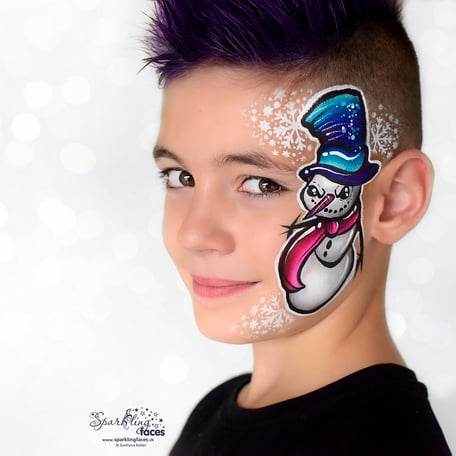 Kinderschminken_Vorlagen; Schminkfarben_kaufen_Schweiz; Kinderschminken_Kurse; einfach; Schneemann