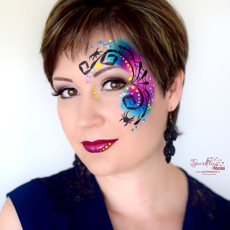 Kinderschminken_Vorlagen; Schminkfarben_kaufen_Schweiz; Kinderschminken_Kurse; einfach; Spinne