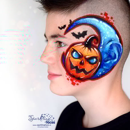 Kinderschminken_Vorlagen; Schminkfarben_kaufen_Schweiz; Kinderschminken_Kurse; einfach; Kürbis