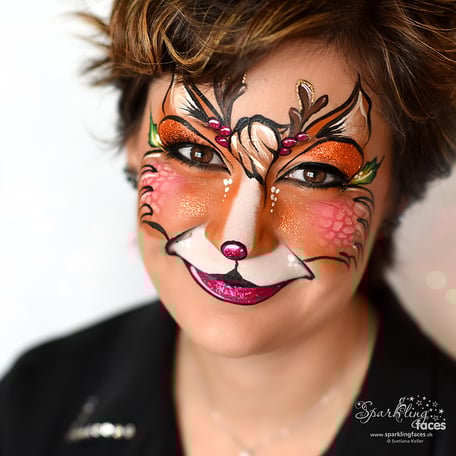 Kinderschminken_Vorlagen; Schminkfarben_kaufen_Schweiz; Kinderschminken_Kurse; einfach; Rentier