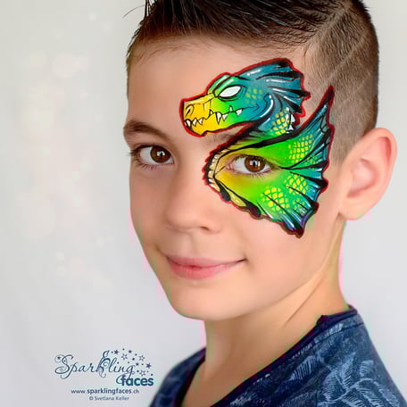 Kinderschminken_Vorlagen; Schminkfarben_kaufen_Schweiz; Kinderschminken_Kurse; Svetlana_Keller; face_painting; Ballonmodellieren; Ballonmodellage; Airbrush_Tattoos; einfach; Drache