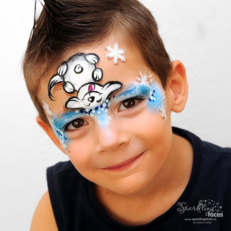 Kinderschminken_Vorlagen; Schminkfarben_kaufen_Schweiz; Kinderschminken_Kurse; einfach; Schneemann