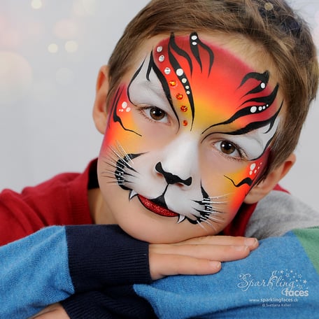 Kinderschminken_Vorlagen; Schminkfarben_kaufen_Schweiz; Kinderschminken_Kurse; Svetlana_Keller; face_painting; Ballonmodellieren; Ballonmodellage; Airbrush_Tattoos; einfach; Tiger