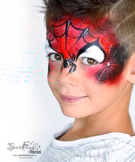 Kinderschminken_Vorlagen; Schminkfarben_kaufen_Schweiz; Kinderschminken_Kurse; einfach; Spinne