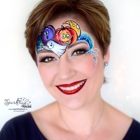 Kinderschminken_Vorlagen; Schminkfarben_kaufen_Schweiz; Kinderschminken_Kurse; einfach; Kürbis