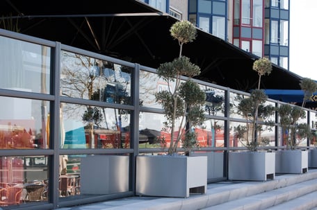 windscherm, horeca, terrasafscheiding, verrijdbaar scherm