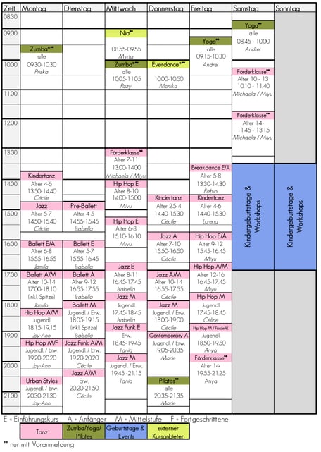 Tanzschule Effretikon Hip Hop Ballett Jazz Contemporary Kreativer Kindertanz Yoga Pilates Zumba Urban Styles Jazz Funk Kindergeburtstag Ferienbeteuung